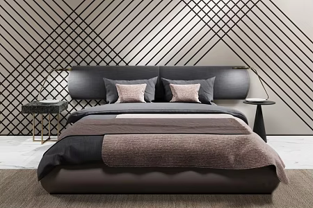 Modern Baxter Background Double Bed 3d model