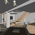 Modern Entertainment Room Interior With Comfortable Sofa Wooden Tables And Soft Lighting
