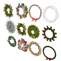 Assorted Decorative Wreath Ornament Set With Floral And Bow Designs