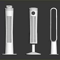 Modern White Computer Cooling Fans with Three Different Vertical Structures and Designs 3d model
