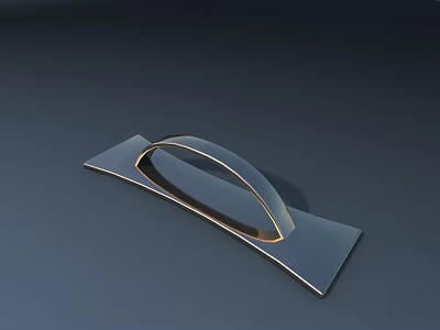 Sleek Modern Arched Metal Handle With Polished Surface And Flat Base Design 3d model