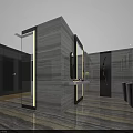 Modern Luxurious Public Restroom Interior With Marble Washbasins And Lighting Design