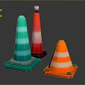 Various Colorful Striped Traffic Cones With Illuminated Design And Stable Base