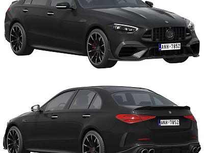 High Performance Black Sports Car With Sporty Wheels Red Brake Calipers Rear Spoiler And Exhaust 3d model