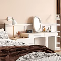 Modern White Dressing Table Bedroom With Mirror Chair And Table Lamp