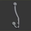 Modern Shiny Metal Wall Hook With Three Spherical Hanging Ends And Screw Base