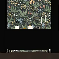 Modern Black Sideboard With Floral Wallpaper And Decorative Candles In Dining Room