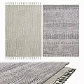 Square Rugs With Geometric Patterns Woven Textures Tassel Details Neutral And Blue Tones