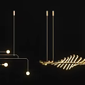 Modern Chandeliers Featuring Linear Geometric Spherical And Feather Like Designs 3d model