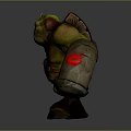 3D Mythical Creature Character With Green Skin Armor And Glowing Arms Design