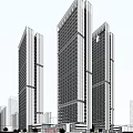 Modern High Rise Hotel Building With Glass Curtain Wall And Three Towers
