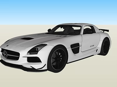 White Mercedes Two Door Sports Car With Sleek Design And Black Wheels 3d model