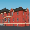 Historic Building With Red Brick Structure Steep Roof Towers And Decorative Windows