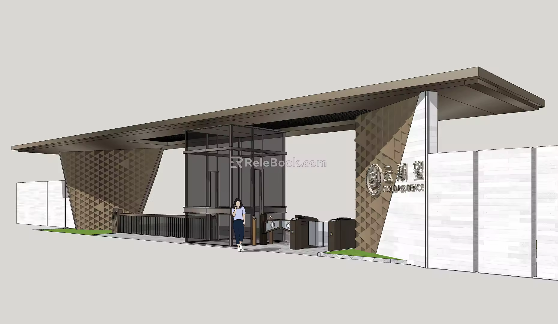 Modern Gate Community Gate 3d model