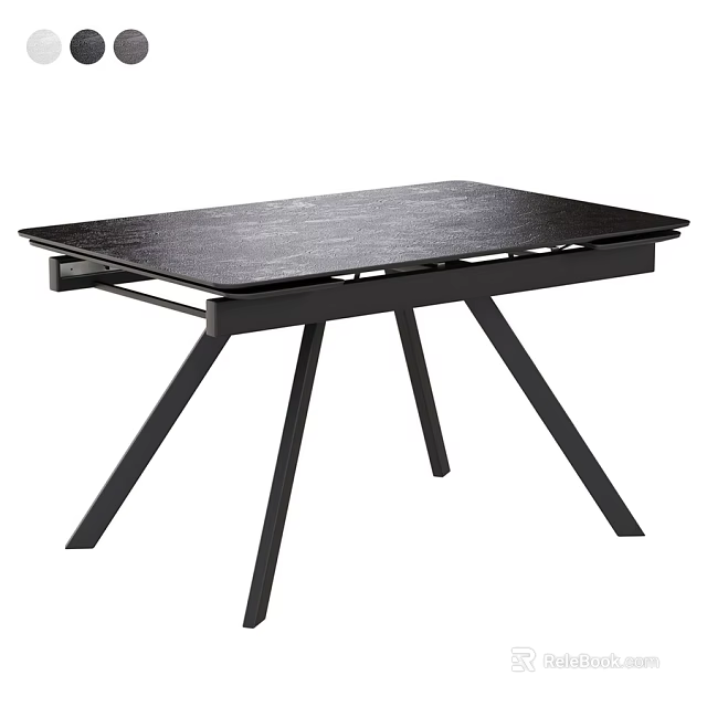 Sleek Black Modern Dining Table With Three Legged Design And Flat Surface 3d model 
