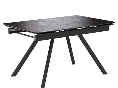 Sleek Black Modern Dining Table With Three Legged Design And Flat Surface 3d model