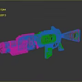 Futuristic Sci Fi Weapon Design With Double Barrel Orange Accents And Blue LED Lights