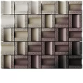 Modern Partition Wall With Textured Square Panels And Light Dark Tones
