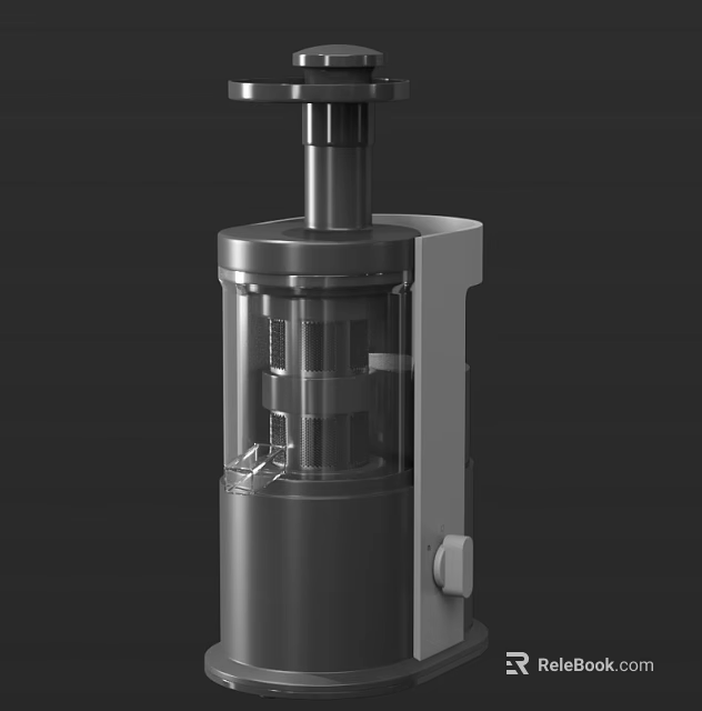 Sleek Modern Household Juicer With Transparent Container And Metal Body Design 3d model 