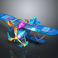 Colorful Cosmic Space Themed Biplane With Purple Orange Decorations And Space Exploration Design