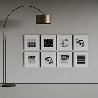 Modern decorative painting combination painting pendant combination 3d model