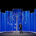 Modern Interactive Zone With Blue Curved Structures And Lighting For Interaction 3d model