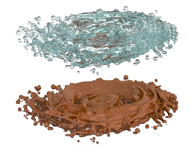 Dynamic Blue And Brown Liquid Splashes With Ripple And Droplet Details 3d model