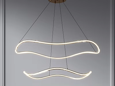 Modern Wave Shaped Double Ring LED Chandelier For Interior Hanging Lighting Design 3d model