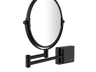 Adjustable Wall Mounted Round Vanity Mirror With Black Arm And Frame 3d model