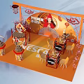 Nescafe New Year Promotion Exhibition Booth With Festive Decor And Red Yellow Design