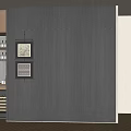 Modern Wooden Wine Cabinet With Glass Door Decorative Wine Bottles Plant And Wall Art