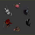 Diverse Fantasy Characters With Unique Costumes Weapons And Distinct Appearances