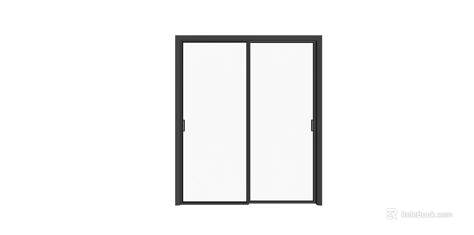 Modern Black Frame Clear Glass Sliding Door with Double Panels for Interior Spaces 3d model 