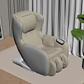 Beige Leather Massage Chair Modern Ergonomic Interior Design With Green Plant And Curtain