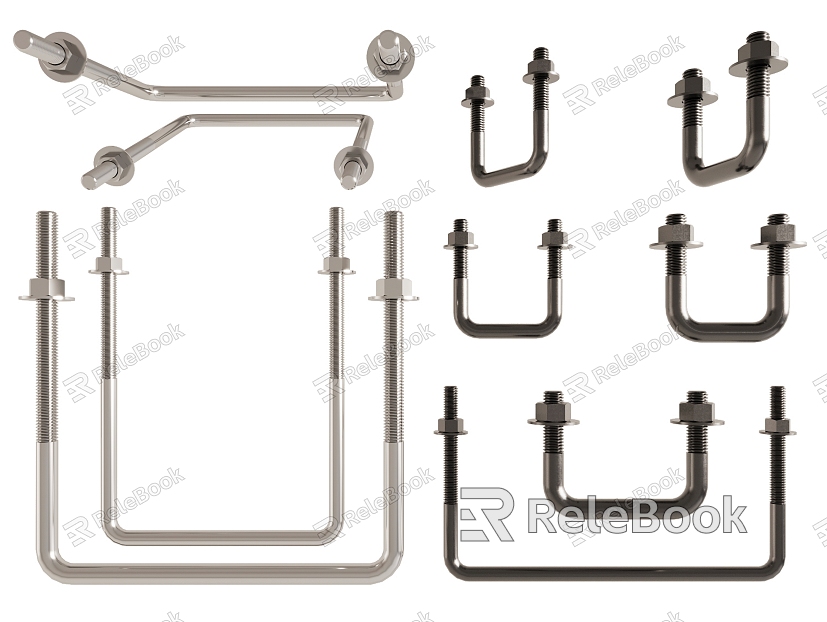 Square bolt nut screw horse bolt lock metal fitting parts component model