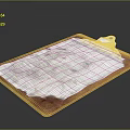 Brown Clipboard Holding Crumpled Paper With Blue Clip And Stains