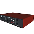 Red Compact Headphone Audio Device With Multiple Connection Ports And Sleek Design