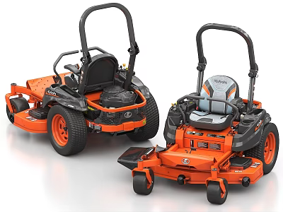 Agricultural Equipment Ride On Lawn Mowers With Orange And Black Design 3d model