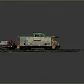 Old Rusty Train With Green Roof On Dark Railway Tracks