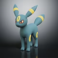 Animated Blue Creature Character With Yellow Markings Pointed Ears And Striped Tail 3D Model Figure