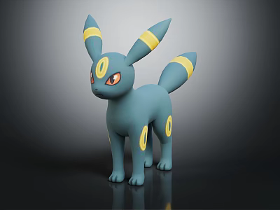 Animated Blue Creature Character With Yellow Markings Pointed Ears And Striped Tail 3D Model Figure 3d model