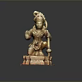 Golden Ornate Sitting Sculpture With Intricate Details And Colorful Decorative Base