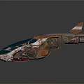 Futuristic Sci Fi Aircraft With Orange White Paint Intricate Patterns And Transparent Green Canopy