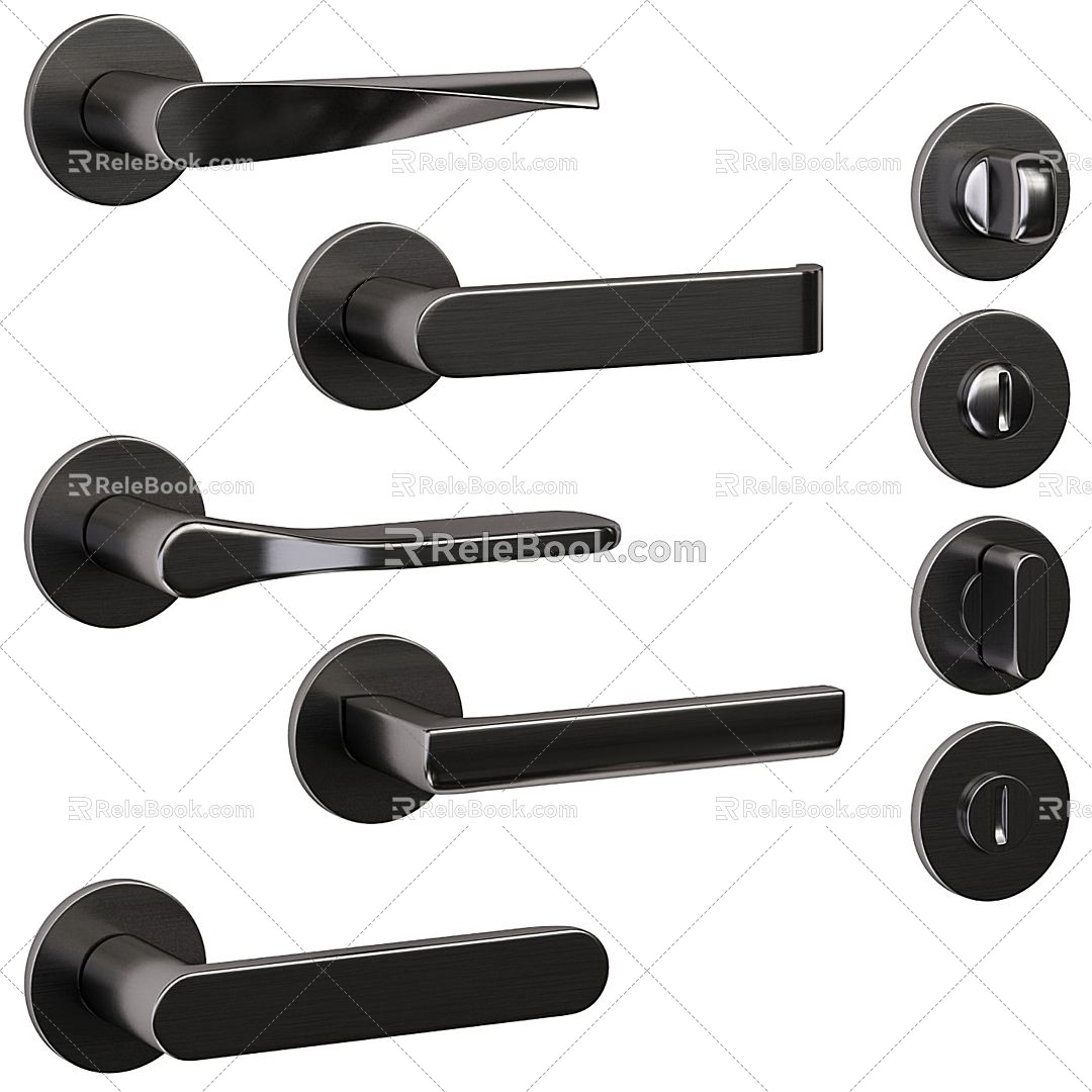 Modern door handle door lock hardware components 3d model