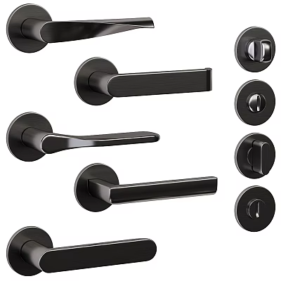 Modern Black Door Handles With Various Styles And Interior Lock Cylinders For Home Use 3d model