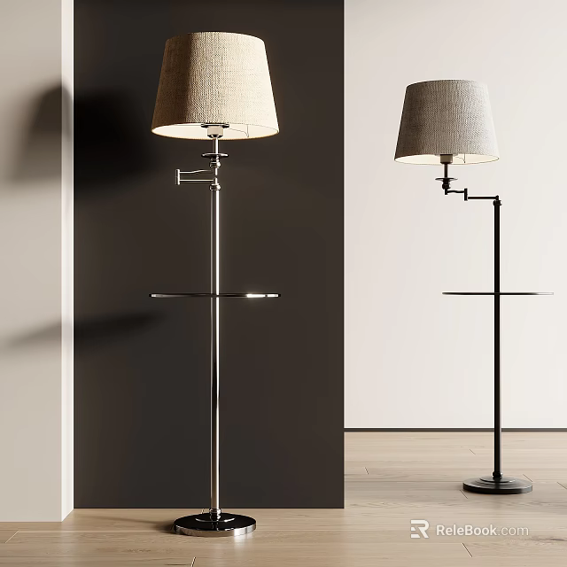 Modern Sleek Floor Lamp With Fabric Shade And Metal Stand Design 3d model 