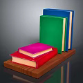 Colorful Books Stacked On Wooden Tray For Home Living Essentials