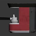Modern Design Red And Black Kitchen Appliance With Black Handle And Silver Metal Parts