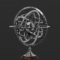 Intricate Metallic Armillary Sphere With Decorative Celestial Rings And Stand