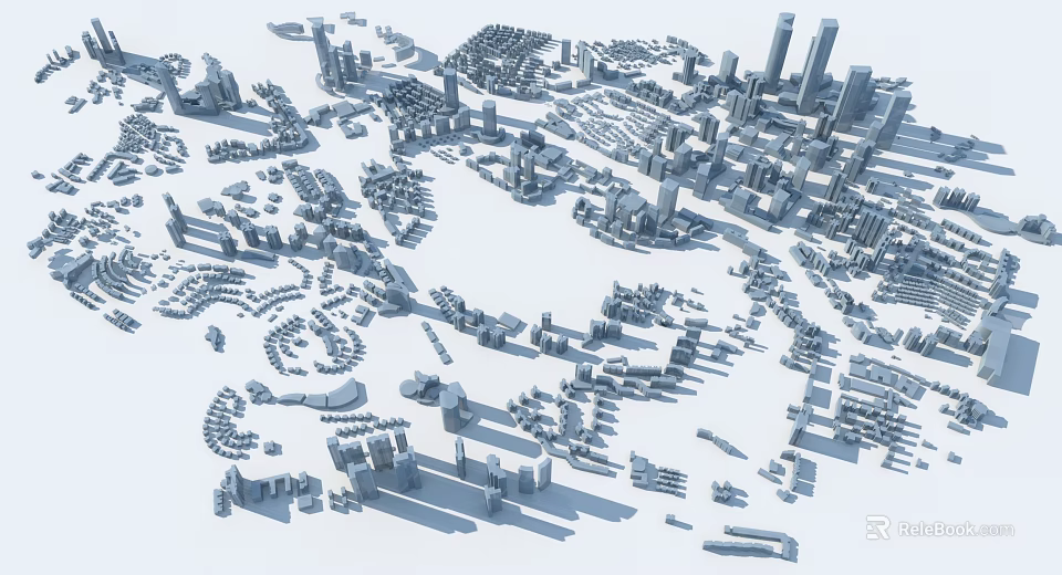 3D City Model Design With Urban Buildings Roads And Layout Structures 3d model 